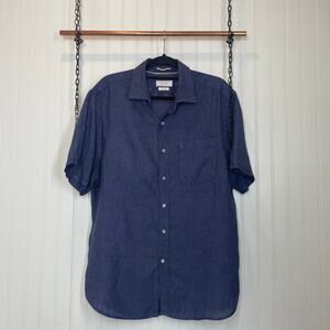 Porter & Ash Men’s Blue Short Sleeve Button Down Linen Shirt Size XL